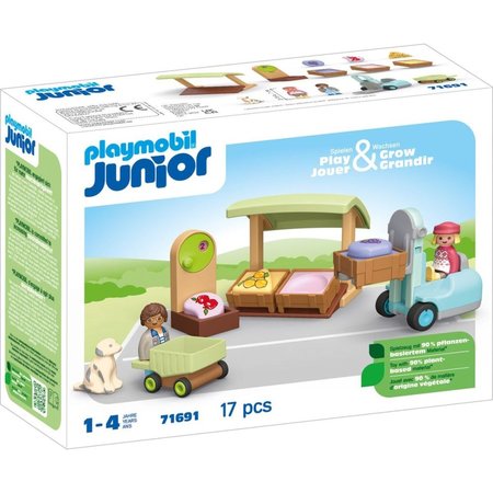 PLAYMOBIL 71691 Junior: Stnok s biopotravinami a vysokozdvin vozk