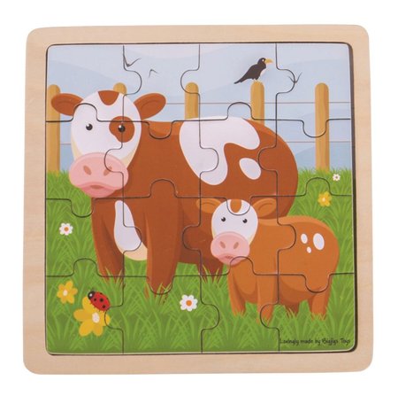 Bigjigs Toys puzzle - Kravika s teliatkom