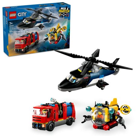 LEGO City 60462 Remix: Helikoptra, hasisk auto a ponorka