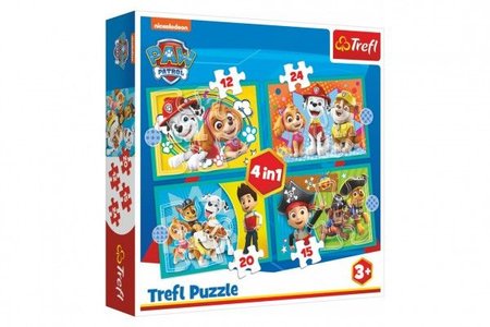 Trefl Puzzle 4v1 Happy Team Tlapkov patrola/Tlapkov patrola v krabici 28x28x6cm