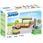 PLAYMOBIL 71691 Junior: Stnok s biopotravinami a vysokozdvin vozk