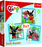 Trefl Puzzle 3v1 Bing Bunny Zbava s priatemi v krabici 28x28x6cm